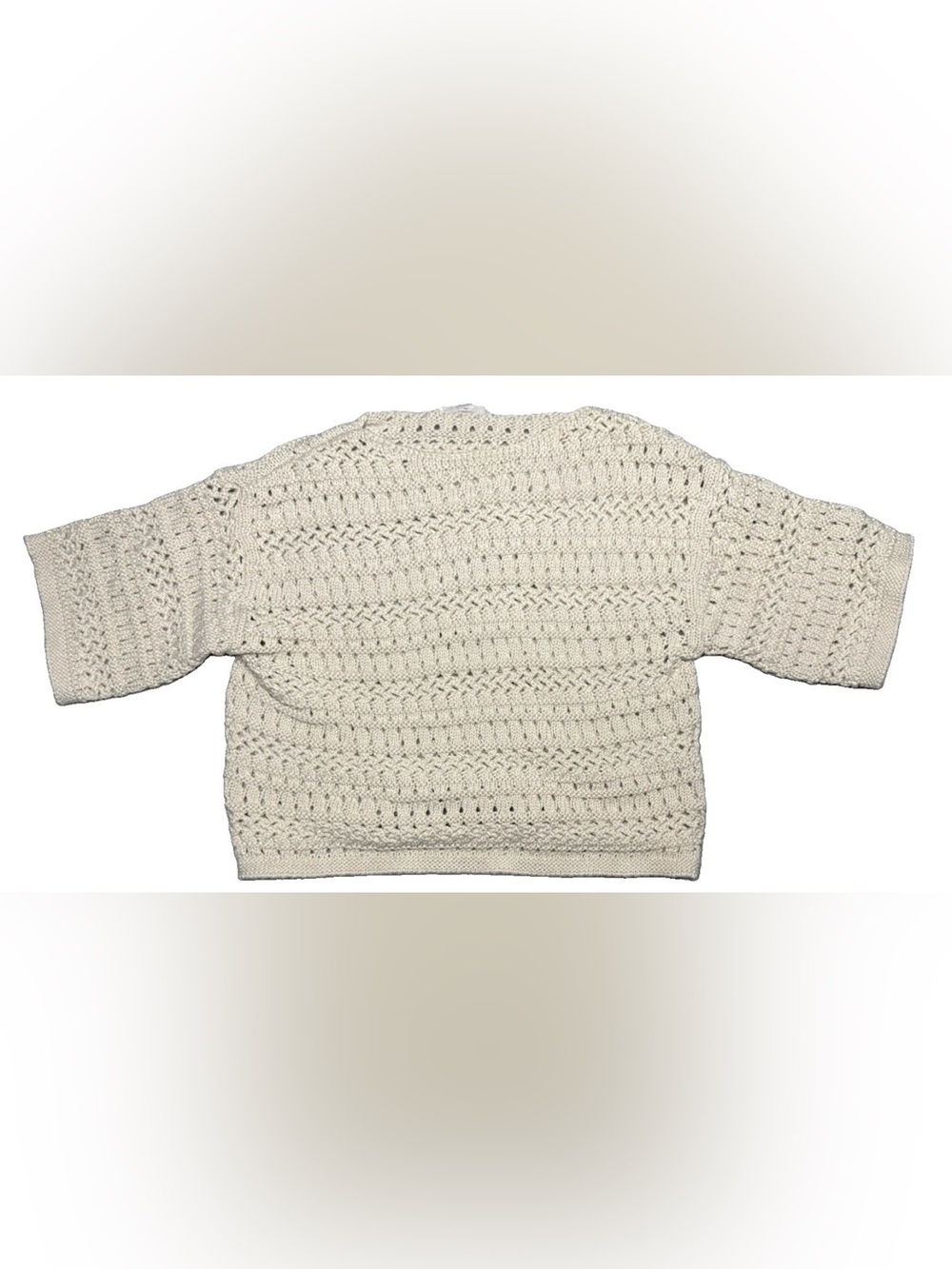 Banana Republic Cream Crochet-Knit Scoop Neck Sweater